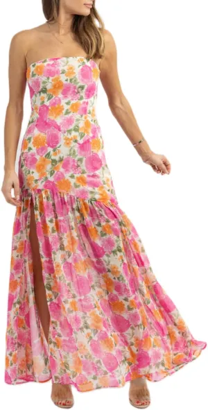 Womens Strapless Maxi Dress Slim High Slit Mesh Long Dress Sexy Party Club Night Out Dress 2024 Summer Vacation