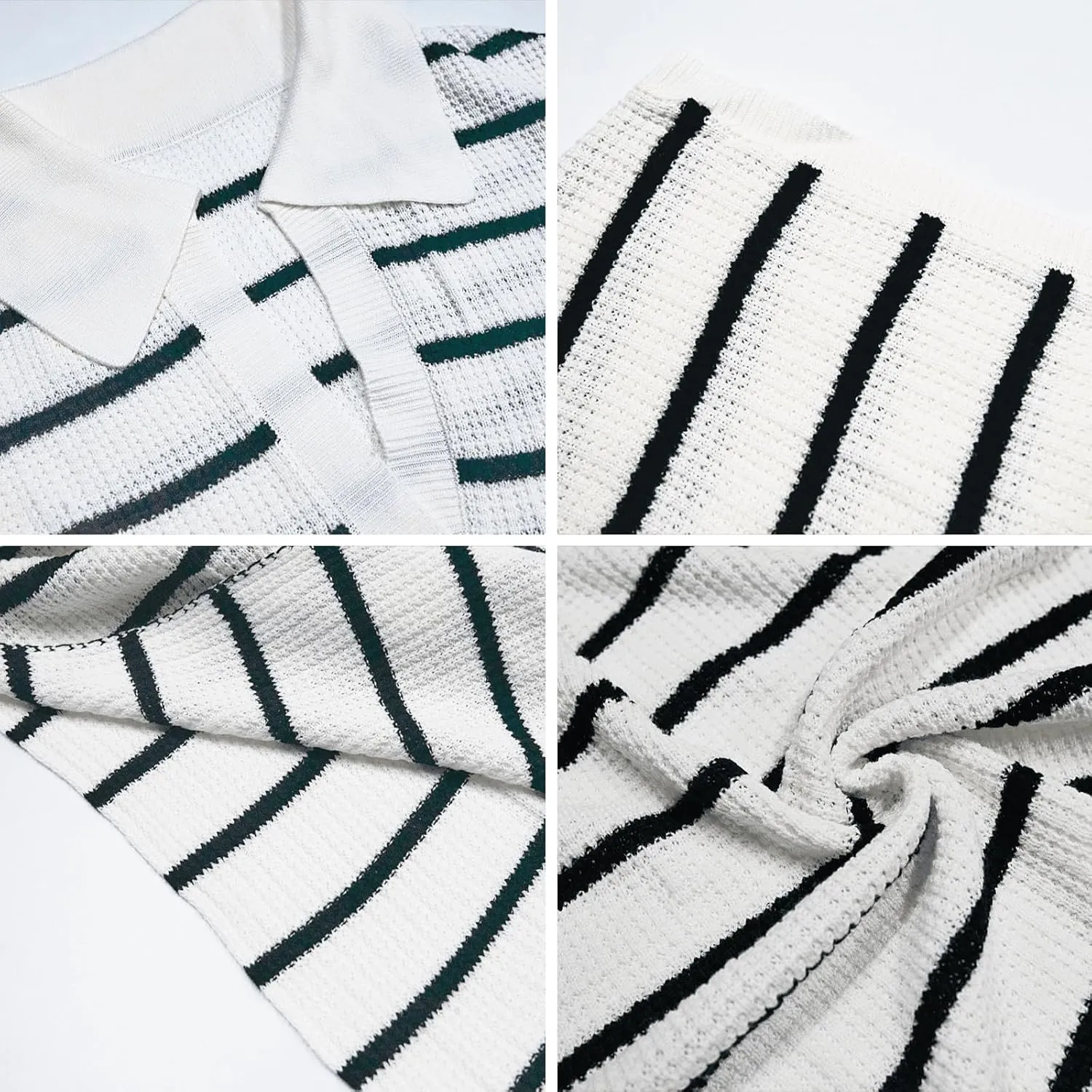 Womens Striped Dresses Short Sleeve V Neck Knit Collared Sexy Slit Loose Maxi Summer Sweater Dress Vacation