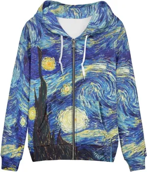 Women's Zip Up Long Sleeve Oversized Drawstring Hoodie Hooded Sweatshirt Pullover Top with Pockets