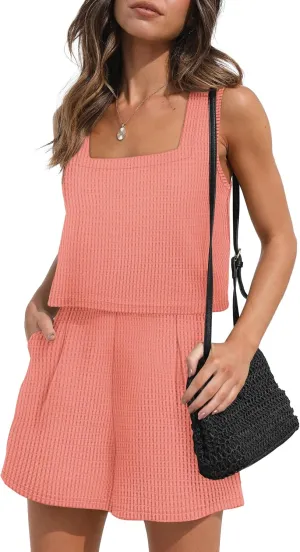 XIEERDUO Two Piece Set for Women Beach Vacation Clothes Summer Sets Travel Outfits Women Beach Fashion Matching Sets