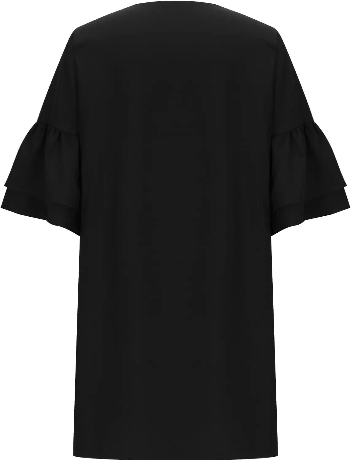 XUNRYAN Women's Summer 2023 Casual V Neck Tiered Ruffle Babydoll Dress Short Sleeve A-Line Flowy Mini Tunic Beach Dress