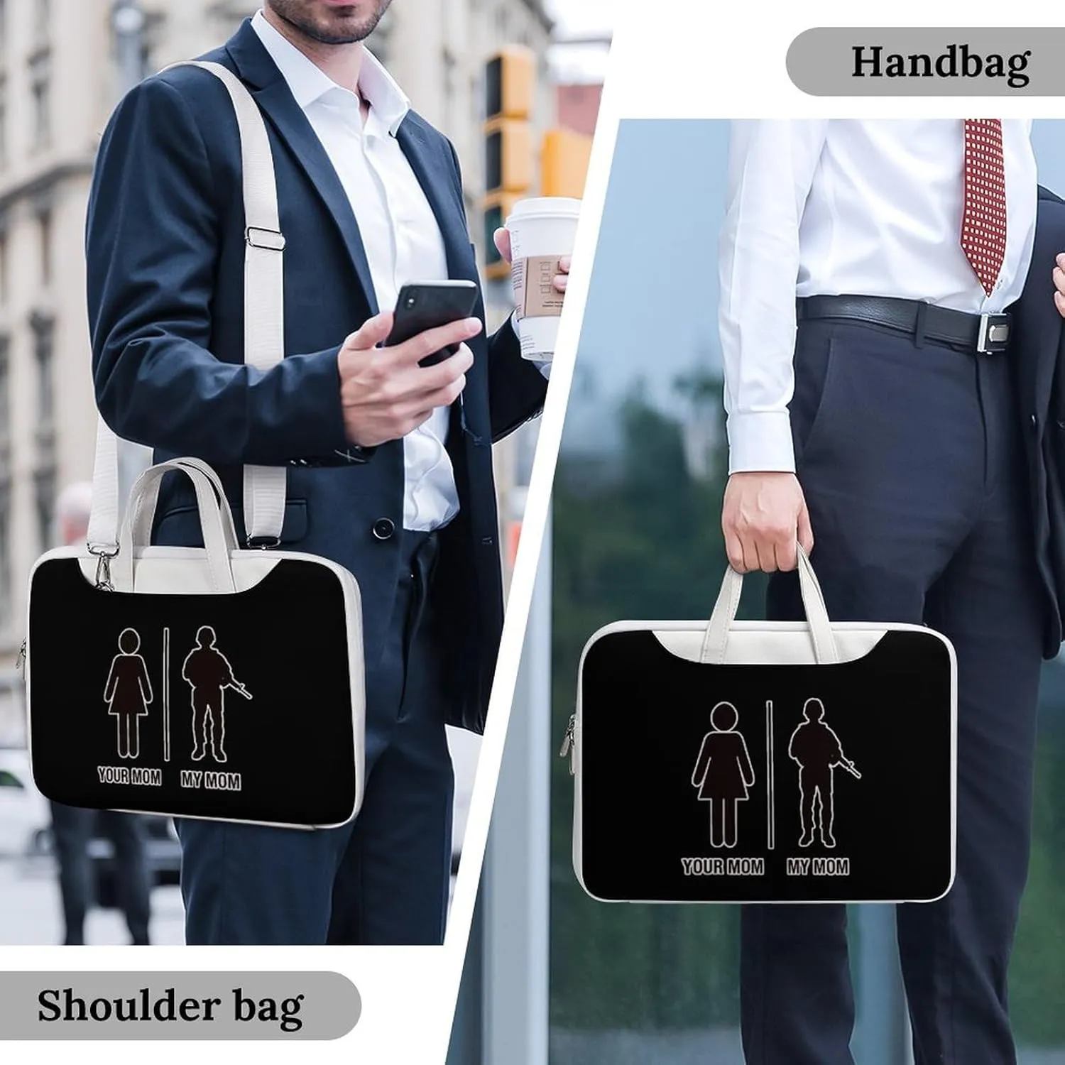 Your Mom My Mom Soilder Leather Bag Laptop Case Slim Water Resistant Computer Bags with Handle Briefcase for Work