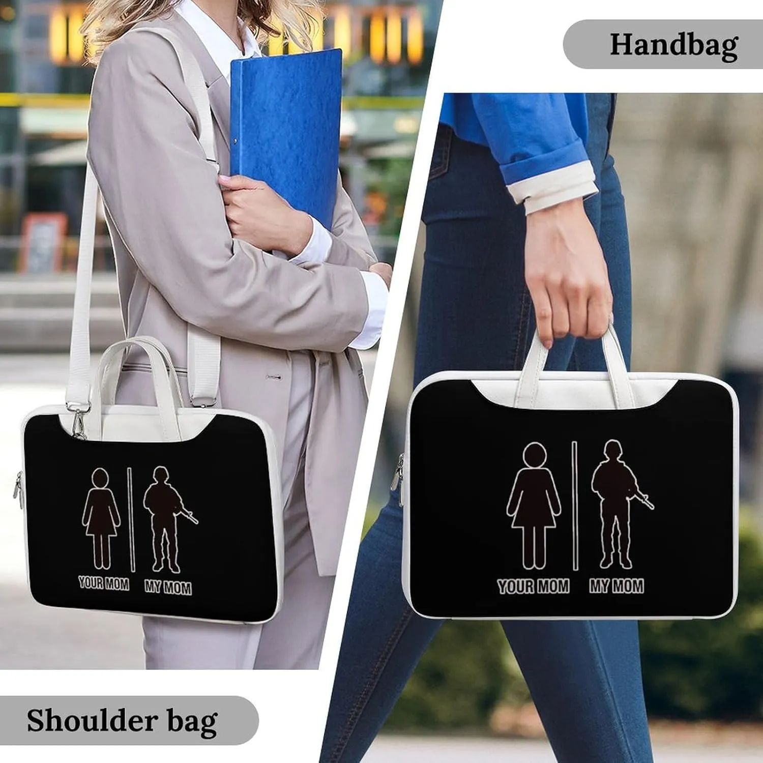Your Mom My Mom Soilder Leather Bag Laptop Case Slim Water Resistant Computer Bags with Handle Briefcase for Work