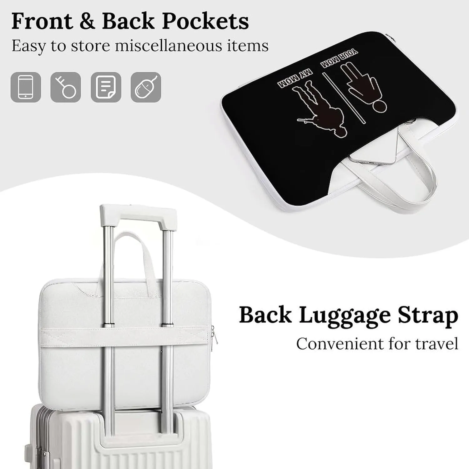 Your Mom My Mom Soilder Leather Bag Laptop Case Slim Water Resistant Computer Bags with Handle Briefcase for Work