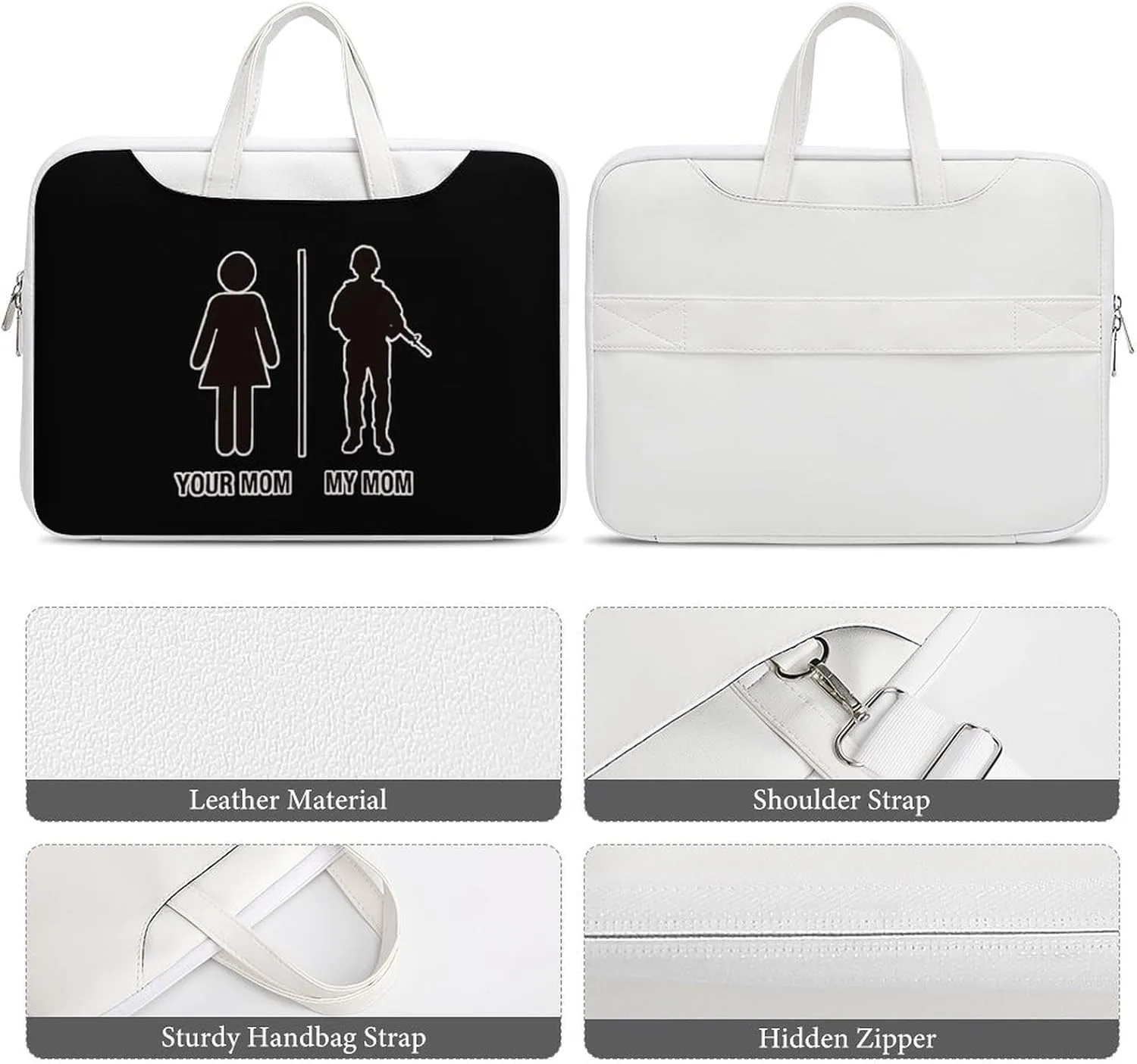 Your Mom My Mom Soilder Leather Bag Laptop Case Slim Water Resistant Computer Bags with Handle Briefcase for Work