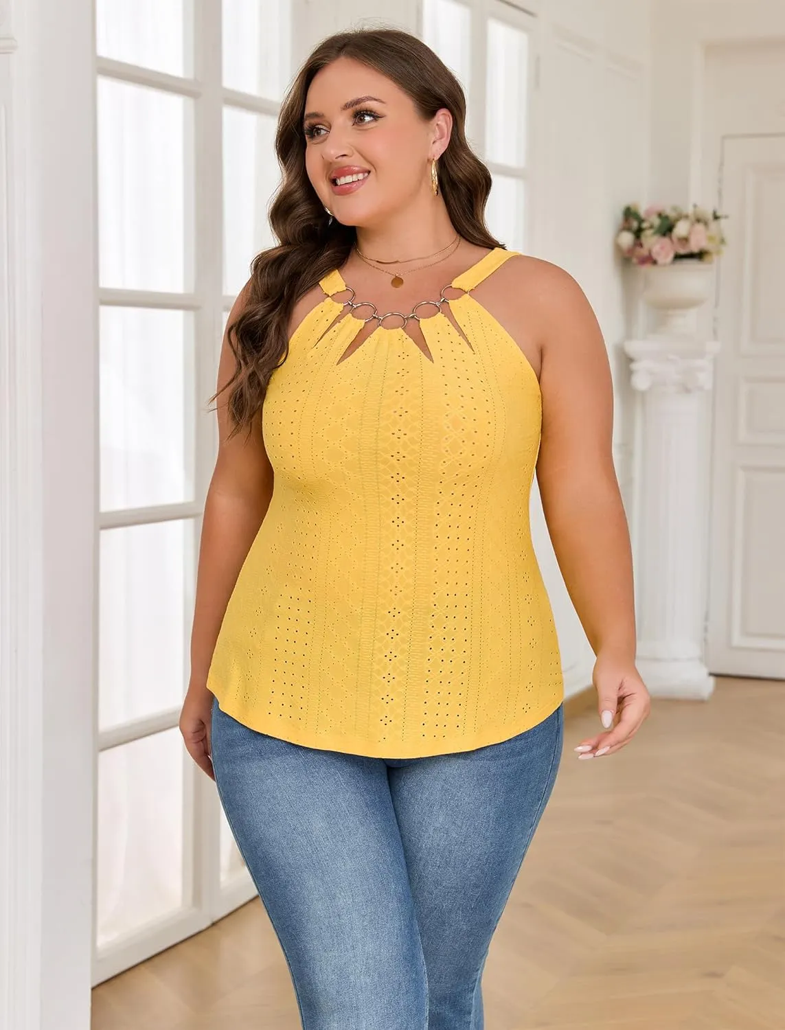 ZAFUL Plus Size Camisole Top for Women Summer Casual Ring Connected Sleeveless Tank Tops