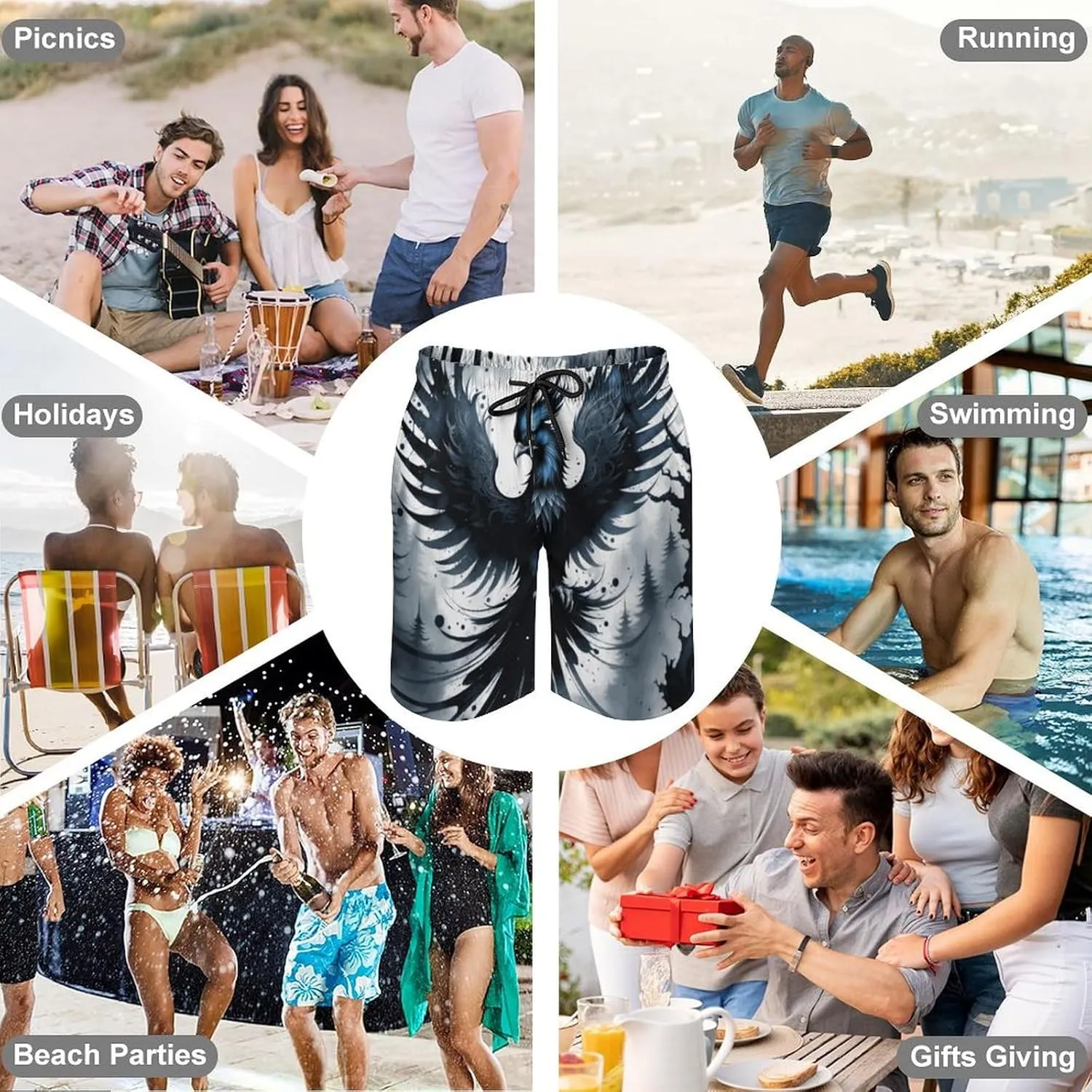 Zakqeik Lions Summer Mens Swimtrunks Workout Cool Shorts Running Pants with Pockets