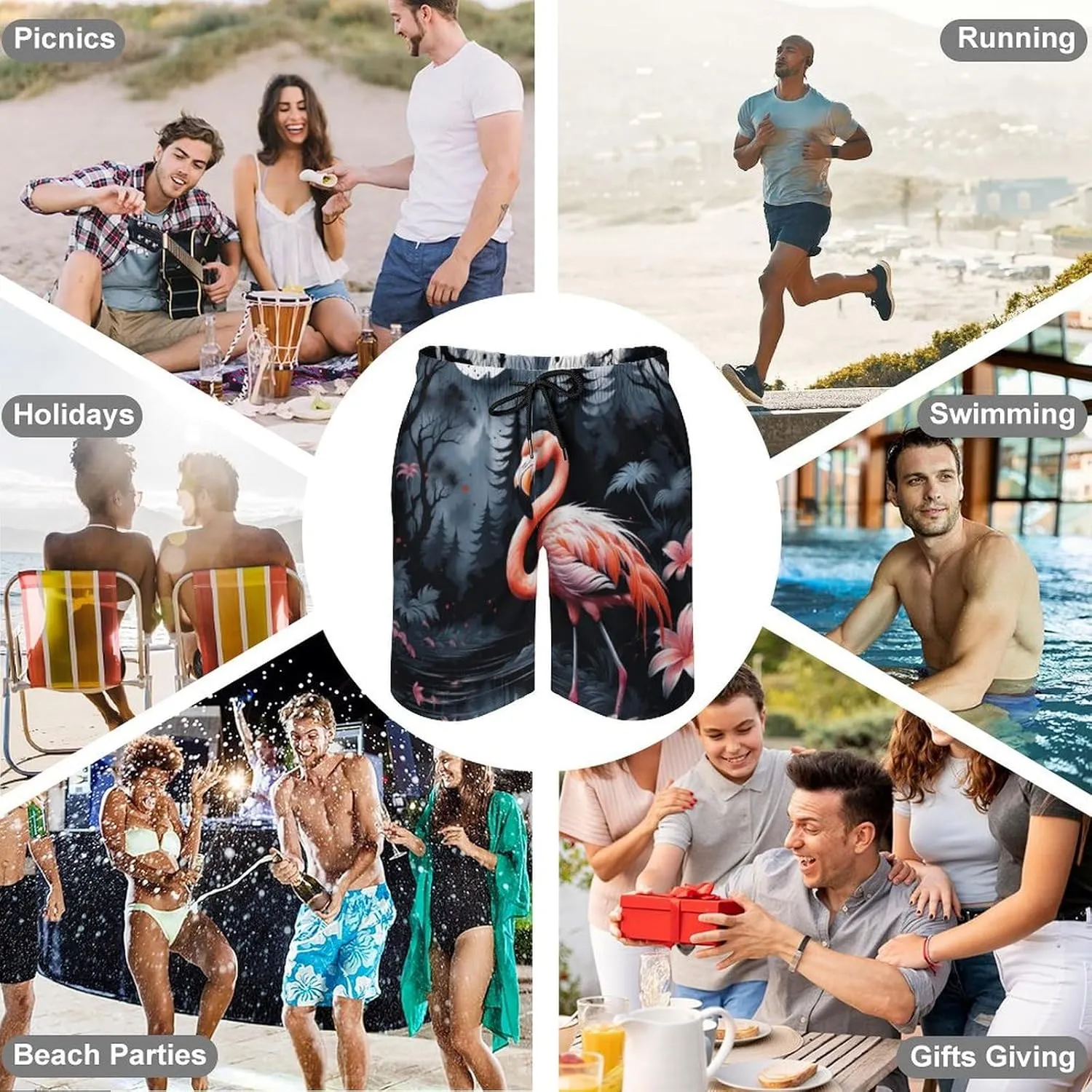 Zakqeik Lions Summer Mens Swimtrunks Workout Cool Shorts Running Pants with Pockets