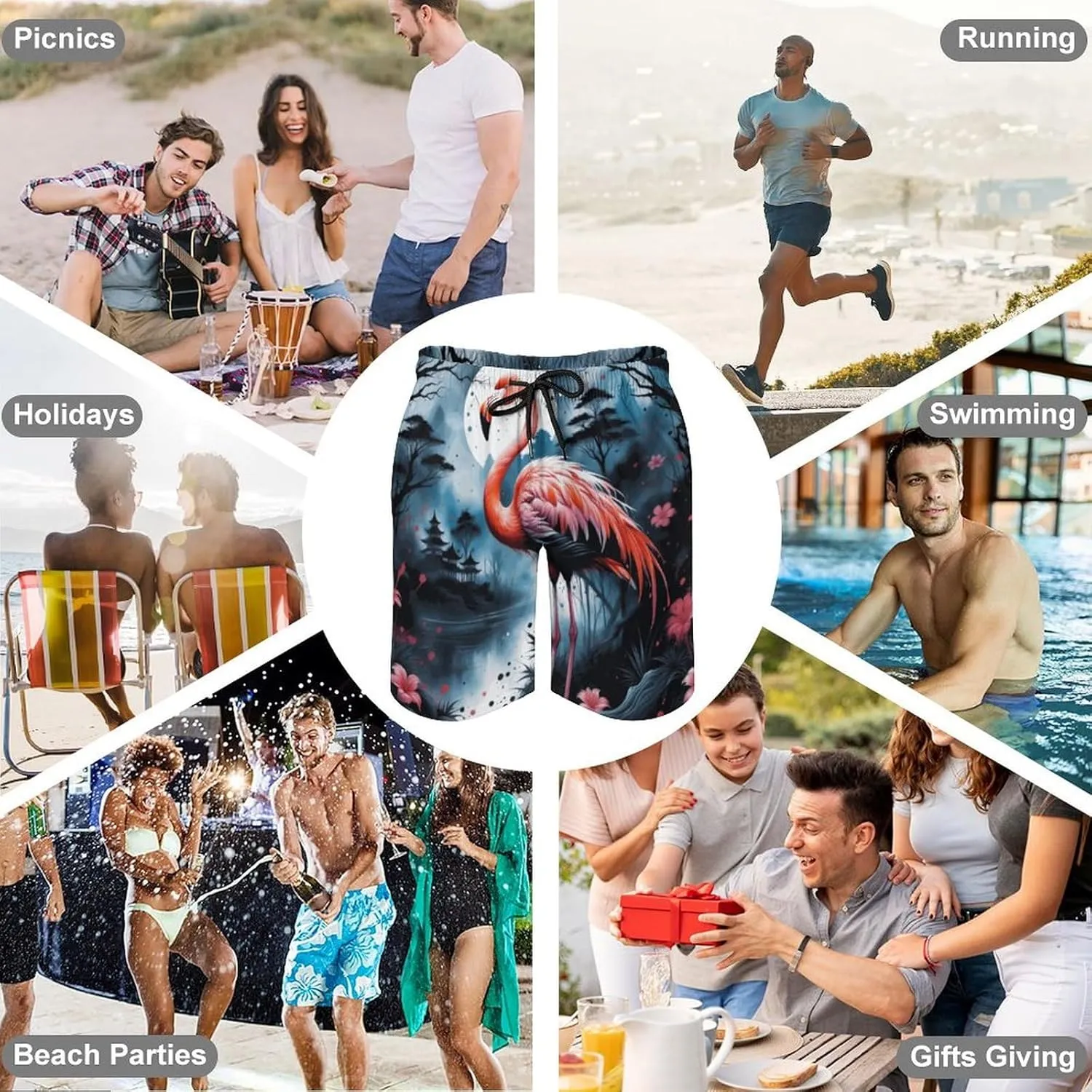Zakqeik Lions Summer Mens Swimtrunks Workout Cool Shorts Running Pants with Pockets