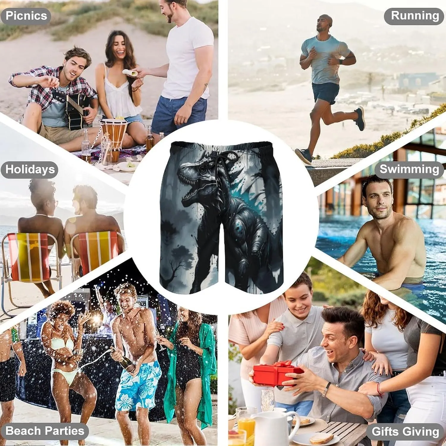 Zakqeik Lions Summer Mens Swimtrunks Workout Cool Shorts Running Pants with Pockets