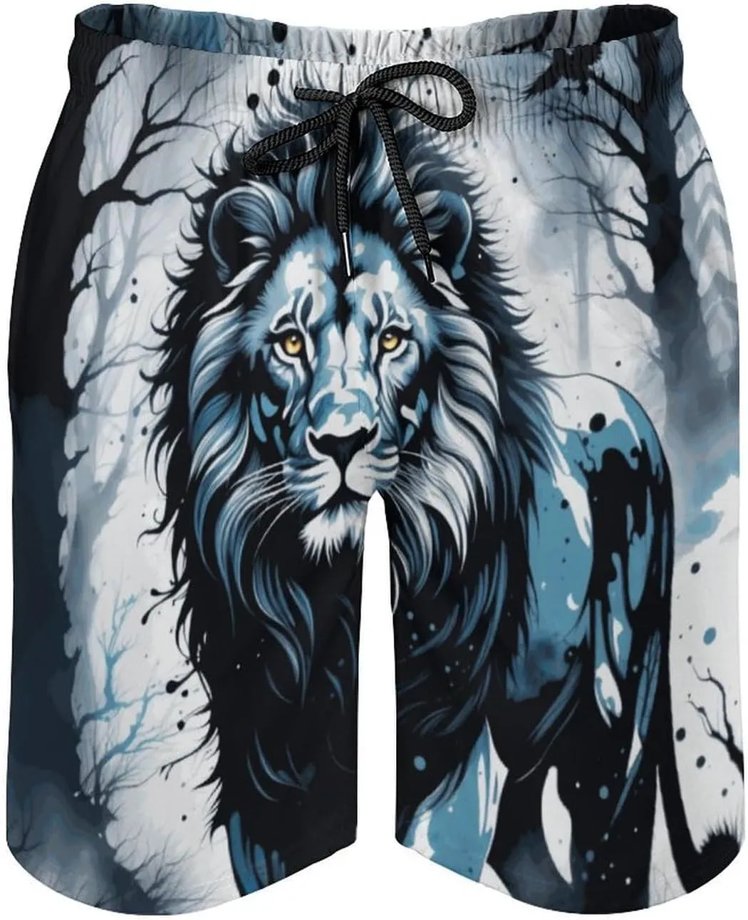 Zakqeik Lions Summer Mens Swimtrunks Workout Cool Shorts Running Pants with Pockets