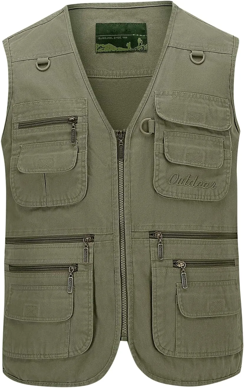 Ziker Men's Fishing Vest Outdoors Travel Work Photography Journalist Cargo Vest Jacket with Multi Pockets