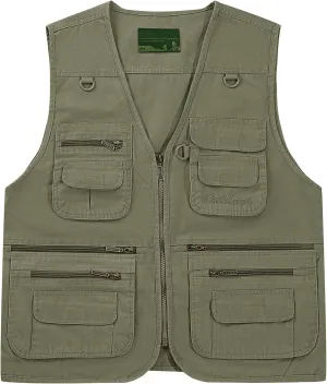 Ziker Men's Fishing Vest Outdoors Travel Work Photography Journalist Cargo Vest Jacket with Multi Pockets