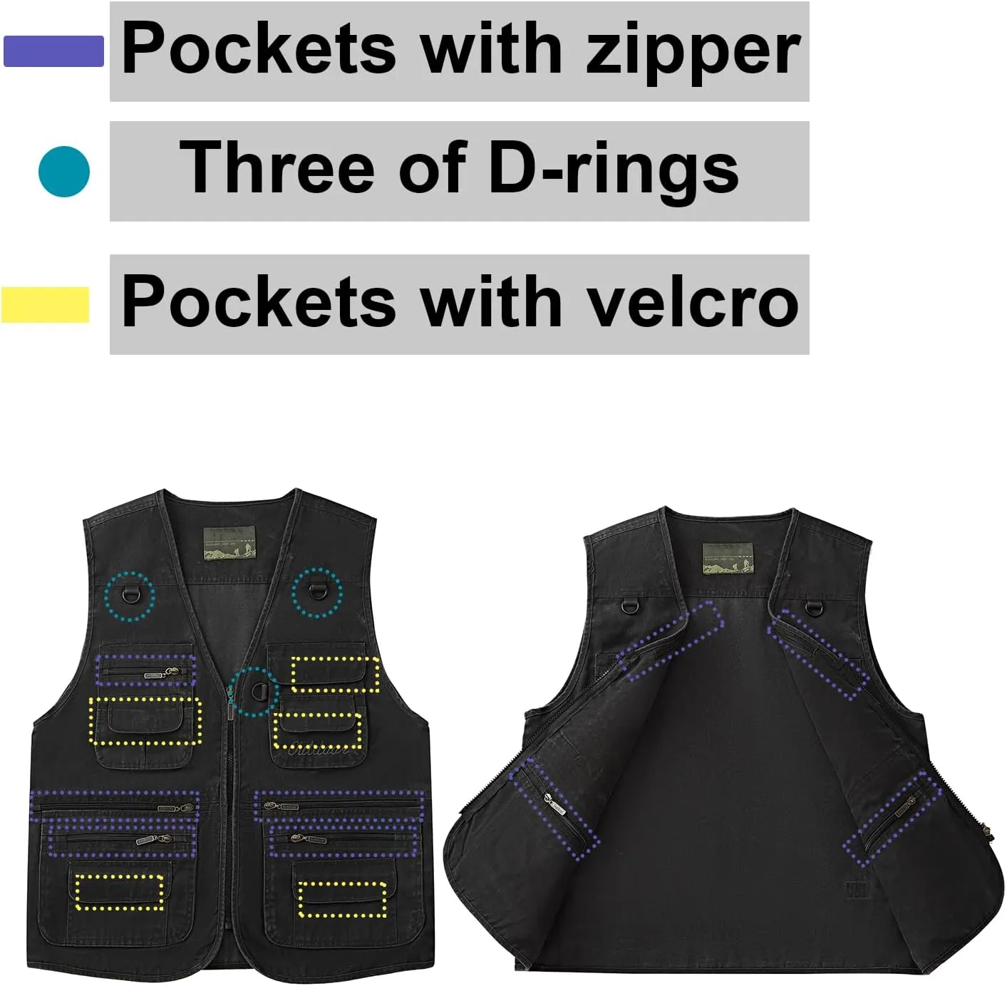 Ziker Men's Fishing Vest Outdoors Travel Work Photography Journalist Cargo Vest Jacket with Multi Pockets